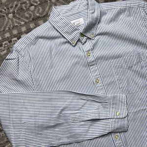 Gap Mens Oxford Shirt Large Slim Fit Blue White Stripe 100% Cotton Classic
